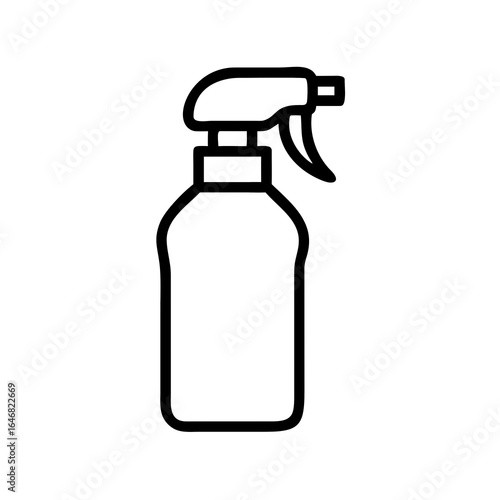Spray bottle with trigger mechanism in minimalist line art style  