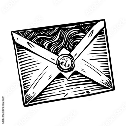 Vintage style illustration depicting sealed letter with wax