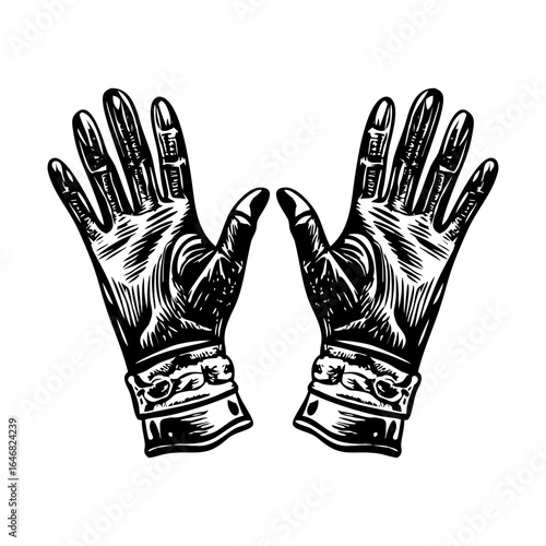 An illustration of silk gloves designed in vintage style