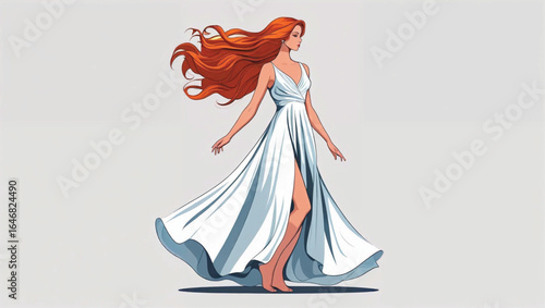 High-resolution vector illustration white background woman. Ai Generate