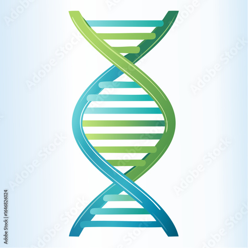 Blue and green gradient DNA helix in clean minimal style