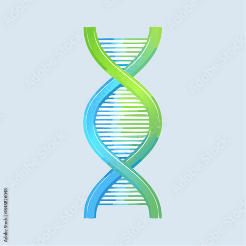 Blue and green gradient DNA helix in clean minimal style
