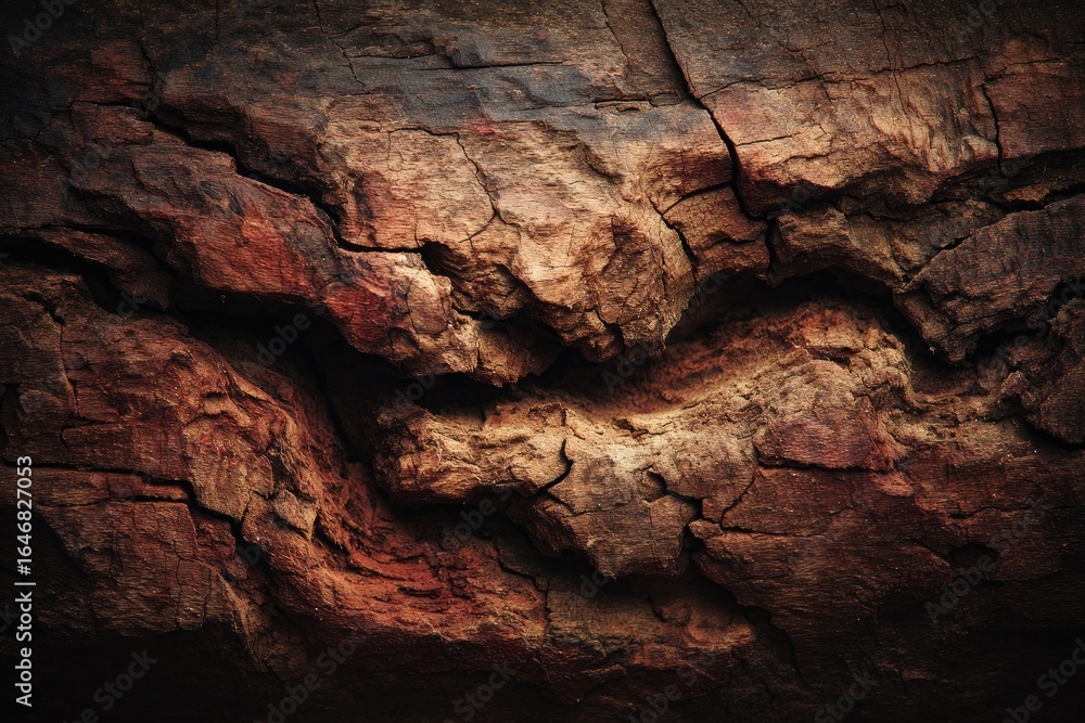 Fototapeta premium Textured, cracked, dark brown wood
