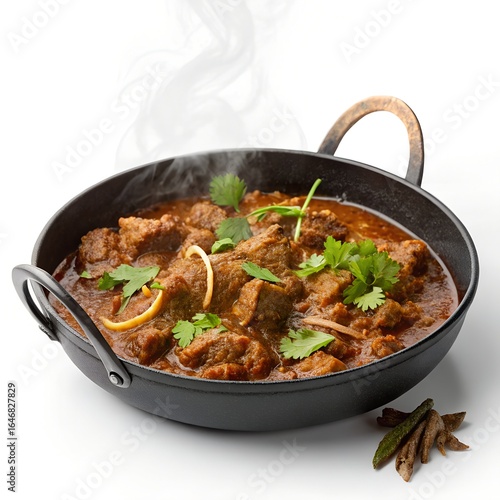 beef karahi with green leaves