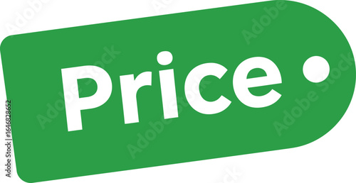 A bright green price tag with the word "Price" in white, indicating a product's cost.