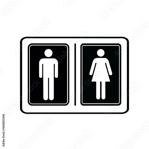 Wallpaper Mural Restroom Signage Featuring Universal Symbols for Men and Women in a Bold Black and White Design Torontodigital.ca