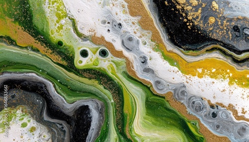 Abstract fluid art, swirling colors and textures