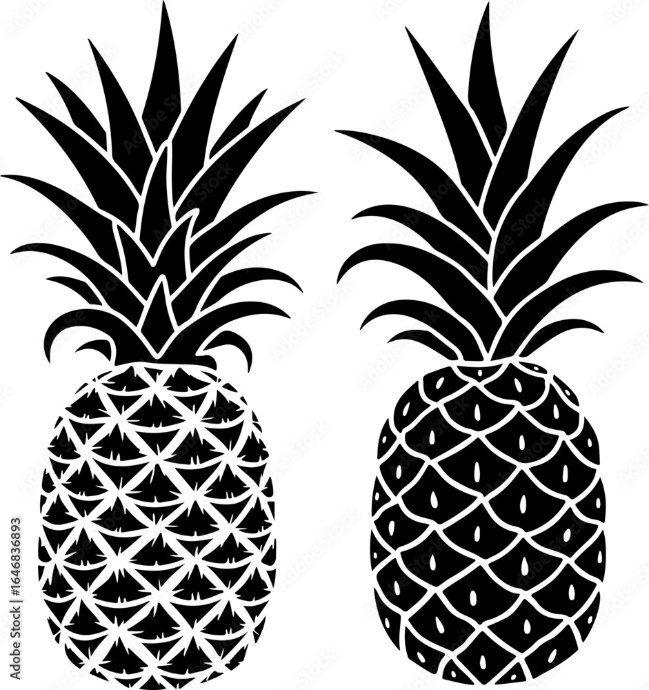 Obraz premium Pineapple Parade: Tropical Fruit Silhouettes