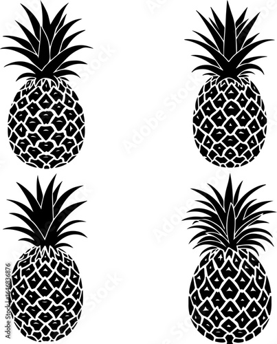Pineapple Parade: Tropical Fruit Silhouettes" vector graphics bundle