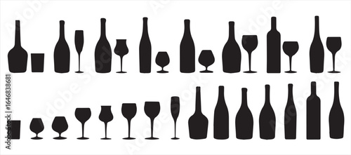 Cocktail silhouette bundle 12 stylish drink vector icons
