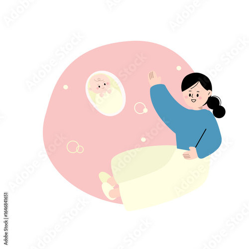 お腹に赤ちゃんがやってきた女性のイメージイラスト