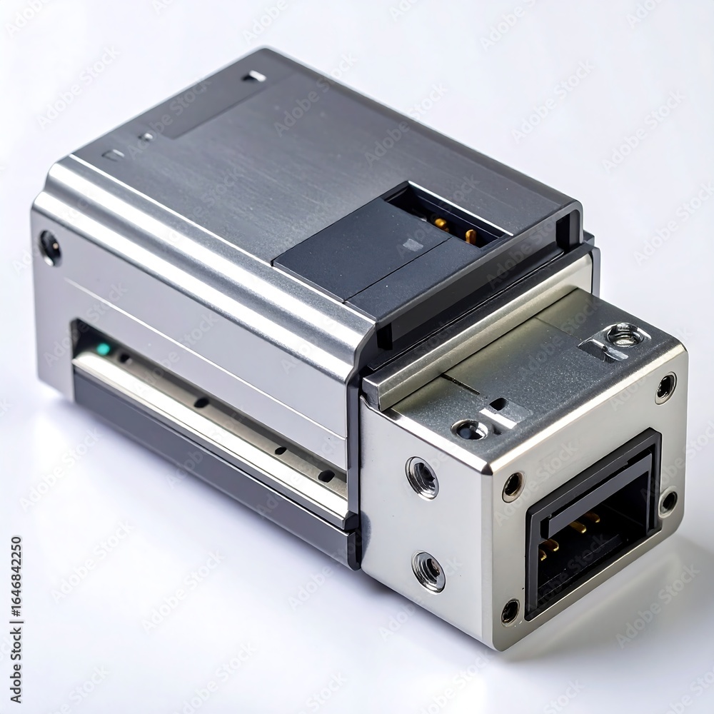 Obraz premium Compact metallic device with connectors and small display