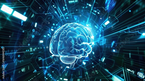 Advanced brain-computer interface technology digital background