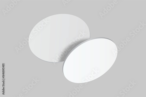 3D vector mockup of round blank beer coasters, isolated on background. Empty coaster lying for branding, pub, bar, restaurant, cafe, drinkware, bottle, can, cup holder and promotional product design
