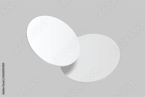 3D vector mockup of round blank beer coasters, isolated on background. Empty coaster lying for branding, pub, bar, restaurant, cafe, drinkware, bottle, can, cup holder and promotional product design
