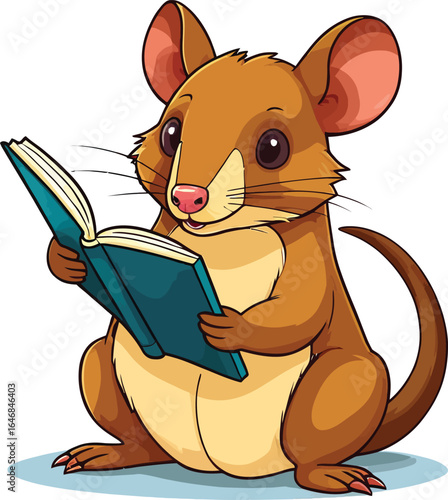 Cartoon Rodent Reading Book Education And Storytelling Vector Illustration For Childrens Books And Educational Materials