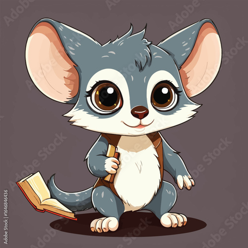 Cartoon Vector Of An Adorable Animal Character Holding A Book Educational Illustration For Childrens Books Posters And Animated Series Featuring Learning And Reading
