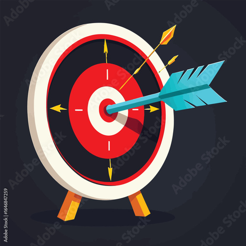 Cartoon Style Target With Arrows Hitting The Bulls Eye Concept Of Accuracy Goals And Achievement For Business Presentations Illustrations And Marketing Materials