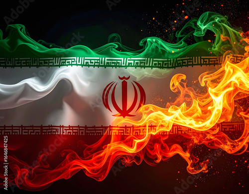 Flaming iranian flag