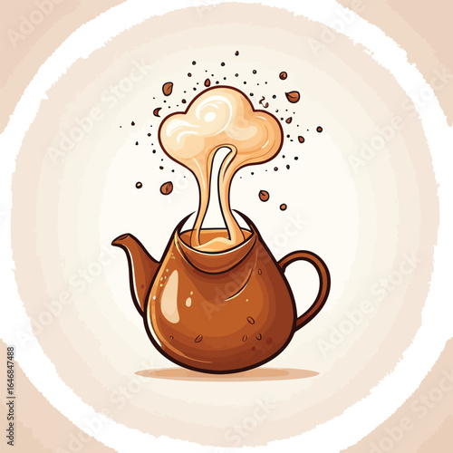 Cartoon Illustration Of Tea Kettle With Rising Aroma Vector Art For Tea Brands Beverage Menus Cafes