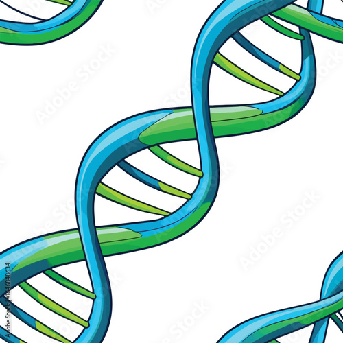 Cartoon Style Dna Molecule Seamless Pattern Science Education Illustration For Biology Genetics Medical Research And Healthcare Presentations