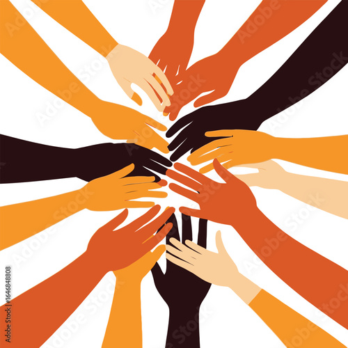 United Hands Vector Illustration Diverse Teamwork And Collaboration Concept For Business Healthcare Community Projects And Social Awareness Campaigns
