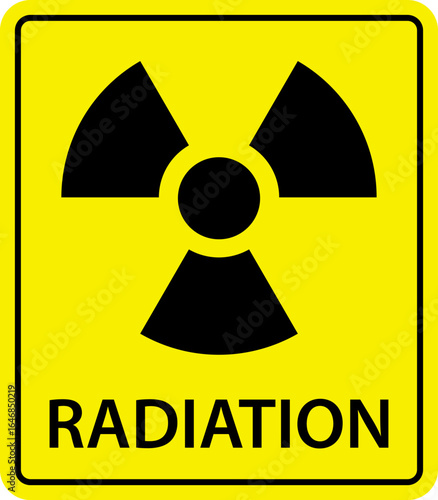 Caution danger radioactive Ionizing radiation material signage yellow printable sign. ionising radiation