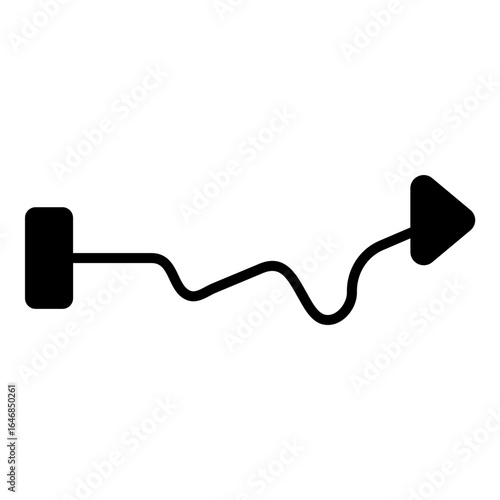 Solid icon depicting a fluctuating path of progress with a clear destination.