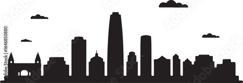 Santiago Skyline Silhouette Vector on White Background