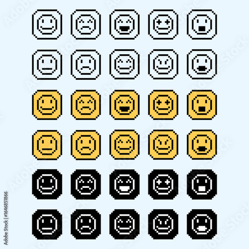Cute Pixel Art Emoji Icon Set...