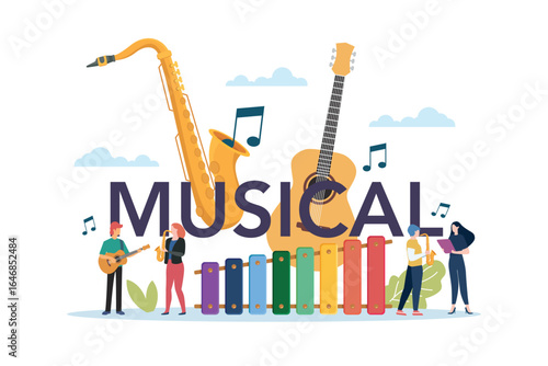 Musical class with music instruments