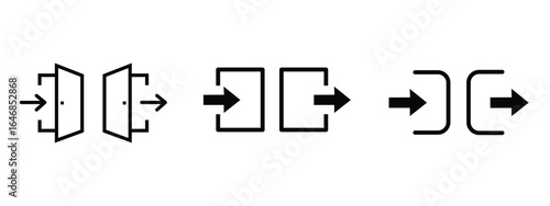 Exit and Enter Door Icons Set Vector Symbol for Login and Logout