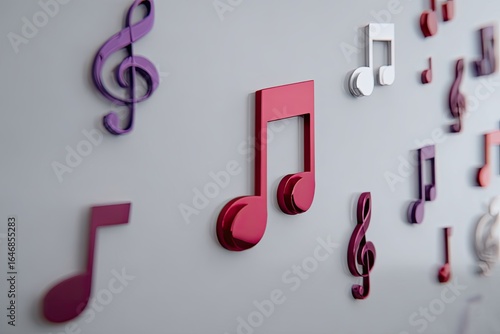 Colorful musical notes on a light gray background