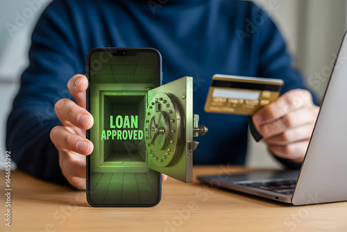 Secure loan approval instantly via mobile banking and credit card