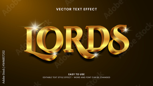 Editable text effect lords 3d style premium vector
