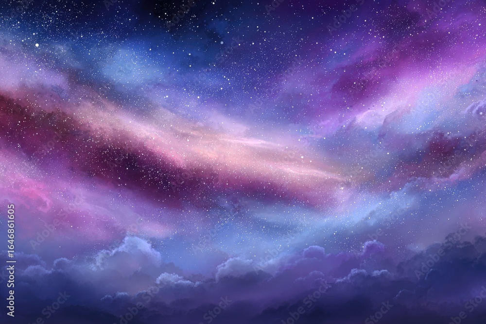 Fototapeta premium Night sky, swirling clouds, vibrant colors