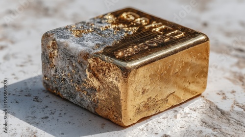 Wallpaper Mural Weathered gold bar with oxidation on rough white surface Torontodigital.ca