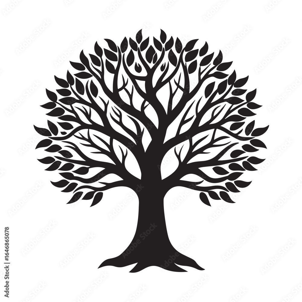 Obraz premium Tree silhouette white background