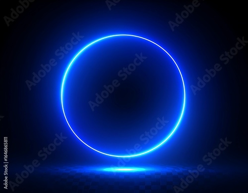 Glowing blue neon circle on dark background