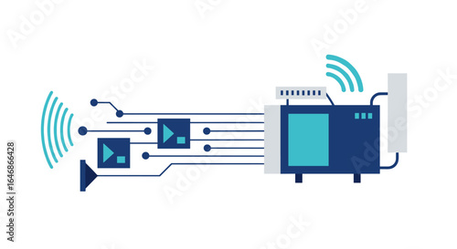Modern abstract technology design with geometric icons and signals