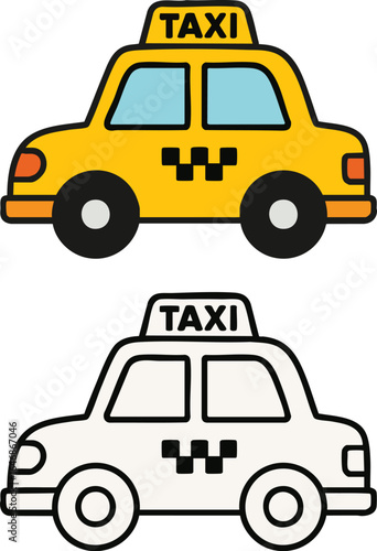 Cartoon Taxi Cab Vector Illustration.