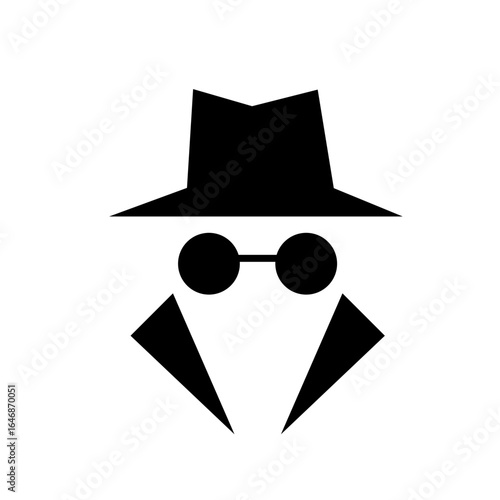 Simple Black and White people person incognito flat black icon SVG