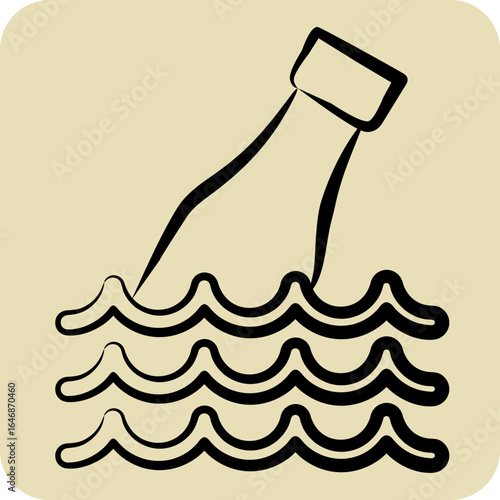 Icon Ocean Trash. related to Waste symbol. hand drawn style. design editable