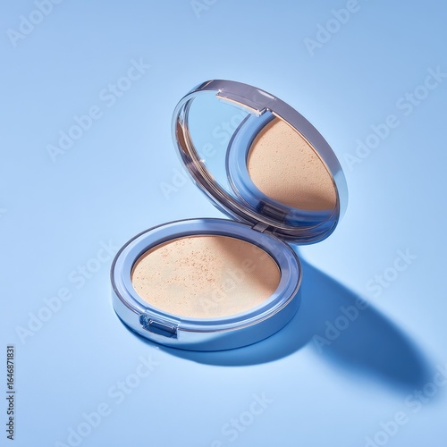 Open makeup compact with powder