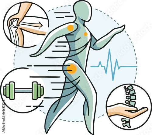 create need orthopedics , physiotherapy icon concept  rehabilitation, healthcare, physical therapy - vector illustration