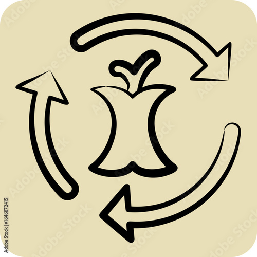 Icon Composting. related to Waste symbol. hand drawn style. design editable