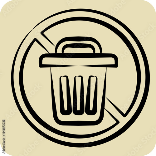 Icon Zero Waste. related to Waste symbol. hand drawn style. design editable