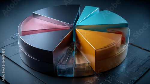 Fototapeta Naklejka Na Ścianę i Meble -  3d pie chart graph. vector illustration.