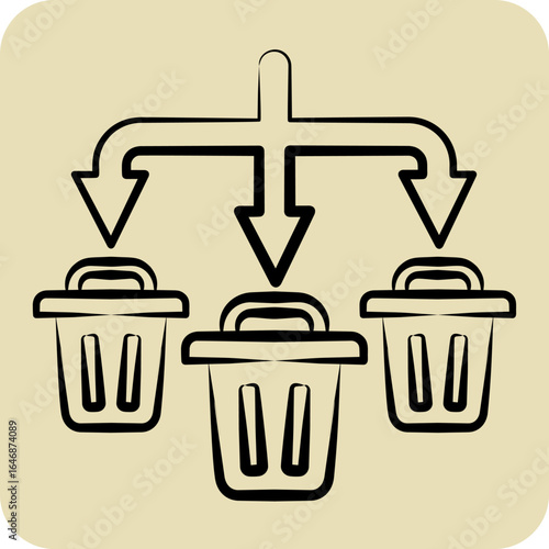 Icon Waste Sorting. related to Waste symbol. hand drawn style. design editable