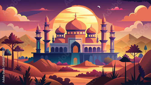  Three wise men stand before a grand castle, dressed in traditional robes, with a starry sky above them.